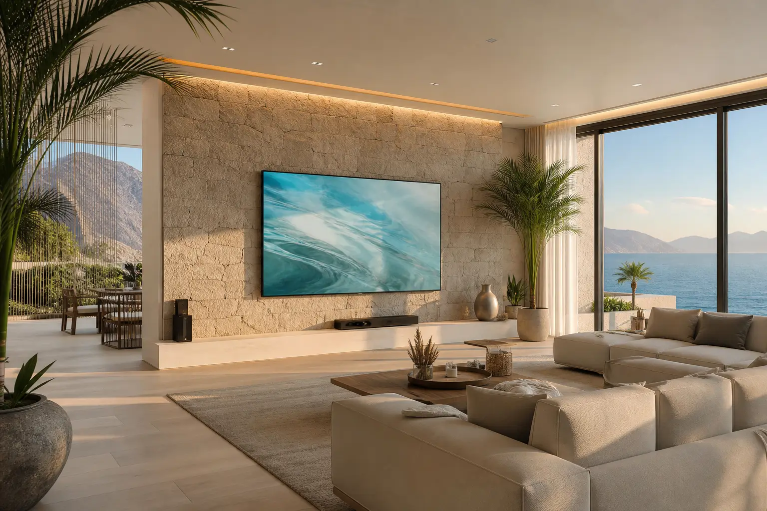 Coastal UAE home with a living-room television