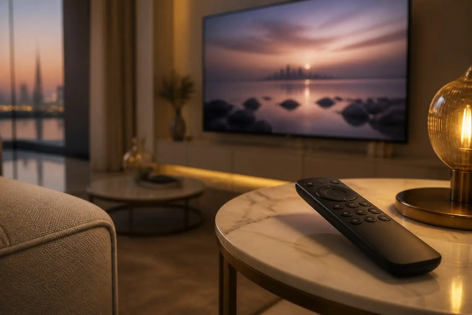 Television remote in a premium UAE living room
